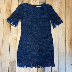 Cashmere and cupcakes Fringe Tweed Shift Dress